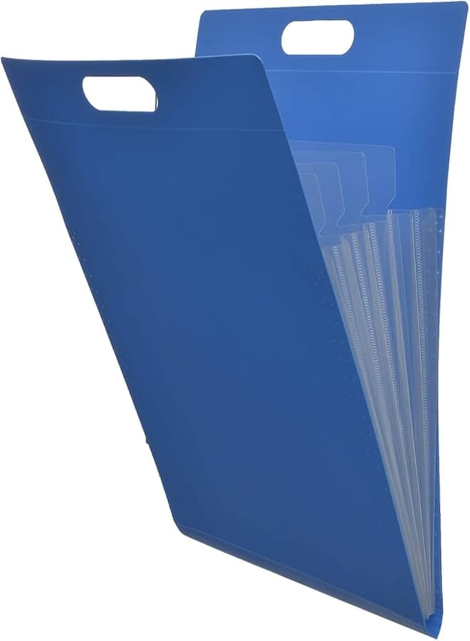 3A QH001-6 Plastic File 6 Pocket With grip - Blue